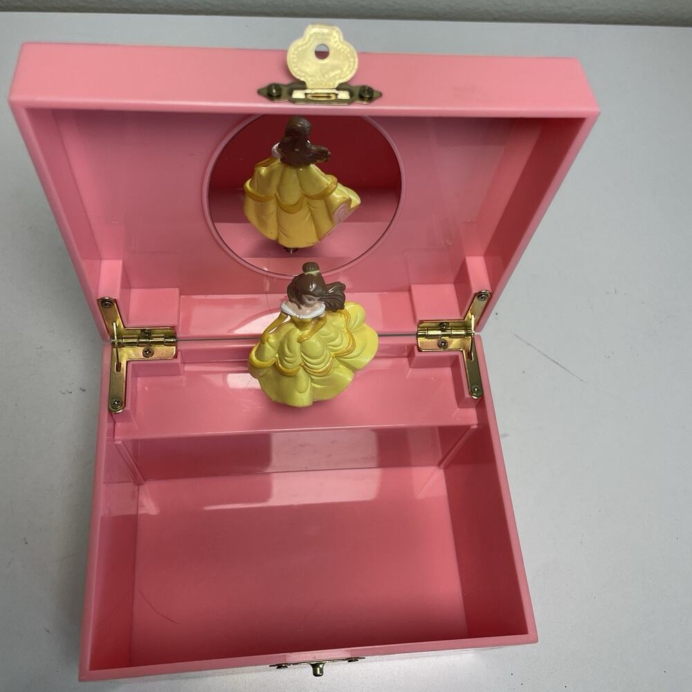 Vintage 90s Disney Princess Belle Beauty & The Beast Music Jewelry Box - Works! - Picture 7 of 8